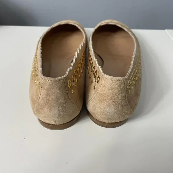 CHLOE Flo Grommet Scalloped Suede Ballerina Flat size 39